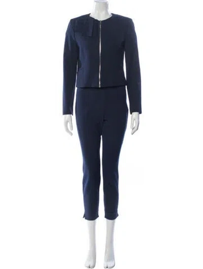 Pre-owned Ted Baker Ruffle Embellishment Skirt Suit In Blue