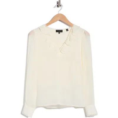 Ted Baker Ruffle Lace Trim Top In White