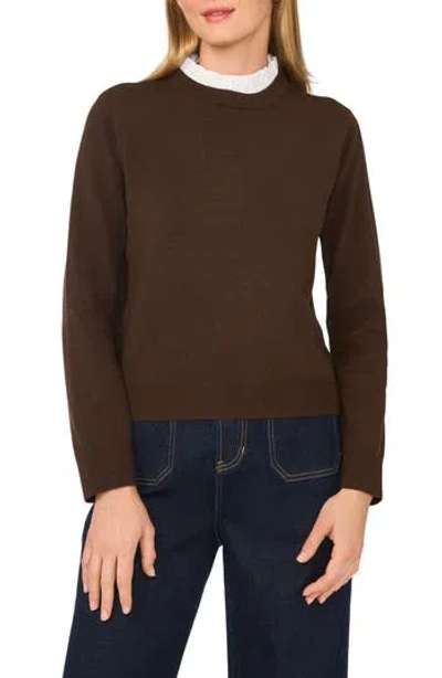 Ted Baker Ruffle Neck Layered Sweater In Brown