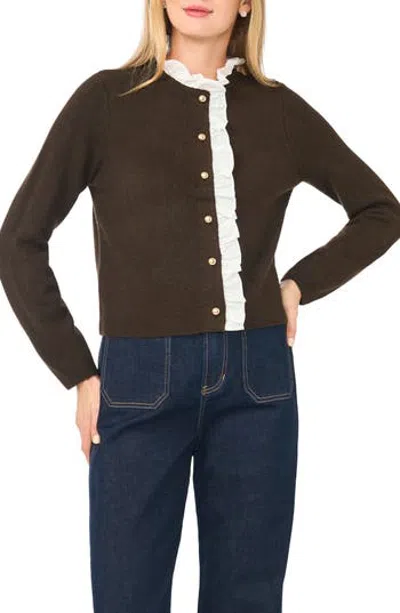 Ted Baker Ruffle Trim Cardigan In Brown