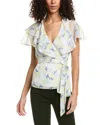 Ted Baker Gemmiaa Floral Print Ruffled Wrap Blouse In Blue