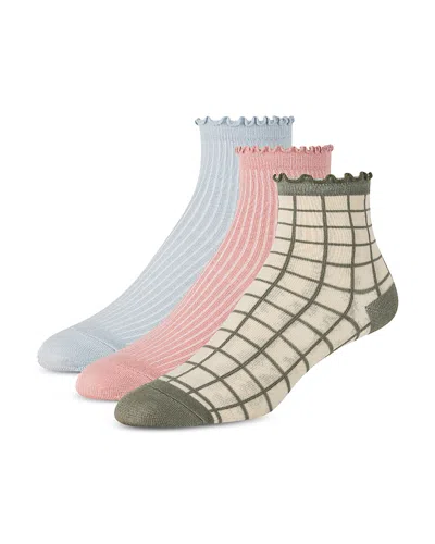 Ted Baker Ruffled Anklet Socks, Set Of 3 In Dark Green