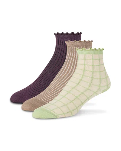 Ted Baker Ruffled Anklet Socks, Set Of 3 In Light Past