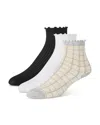 Ted Baker Assorted 3-pack Ruffle Trim Crew Socks In Medium Grey