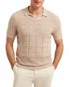 Ted Baker Ruzza Open Collar Polo Sweater In Taupe