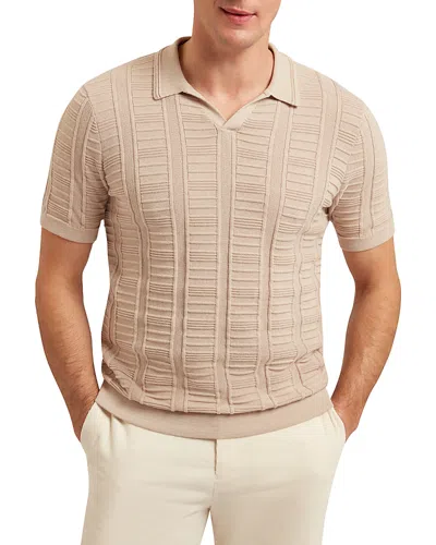 Ted Baker Ruzza Open Collar Polo Sweater In Taupe