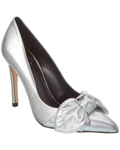 Ted Baker Silveyy Bow Pointed Toe Leather Pump In Silver