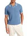 Ted Baker Sachair Textured Knit Open Neck Polo In Blue