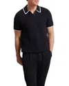Ted Baker Sachair Textured Knit Open Neck Polo In Blue