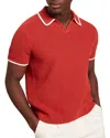 Ted Baker Sachair Textured Knit Open Neck Polo In Red