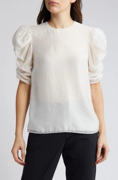 Ted Baker Sachiko Ruched Elbow Sleeve Top In Ivory