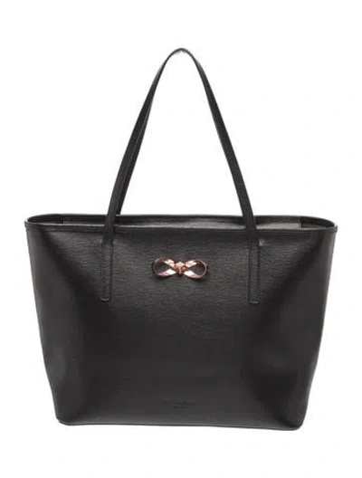 Pre-owned Ted Baker Saffiano Leather Tote In Black