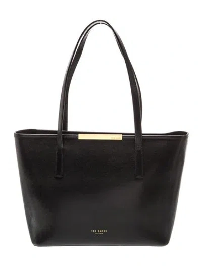 Pre-owned Ted Baker Saffiano Leather Tote In Black