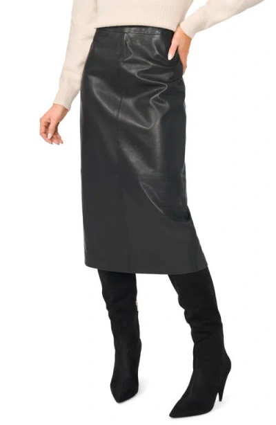 Ted Baker Salma Leather Midi Skirt In Black