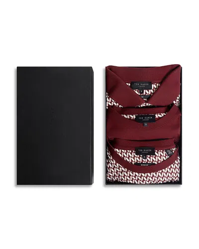 Ted Baker Sangs Geometric Jersey Top Gift Set, 3 Pack In Burgundy