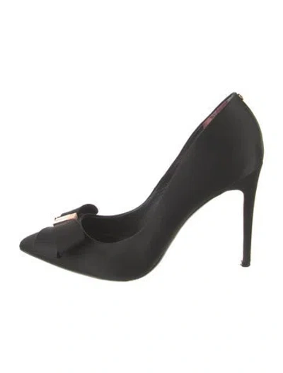 Pre-owned Ted Baker Satin Bow Accents Pumps In Black