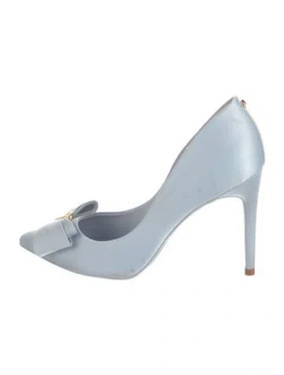 Pre-owned Ted Baker Satin Bow Accents Pumps In Blue