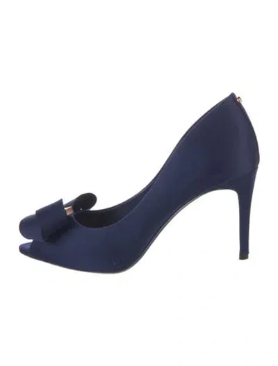 Pre-owned Ted Baker Satin Bow Accents Pumps In Blue