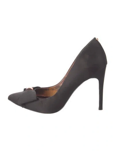 Pre-owned Ted Baker Satin Bow Accents Pumps In Gray