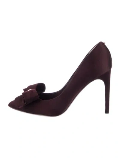 Pre-owned Ted Baker Satin Bow Accents Pumps In Purple