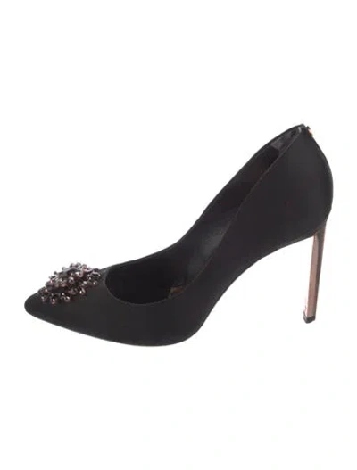 Pre-owned Ted Baker Satin Crystal Embellishments Pumps In Black