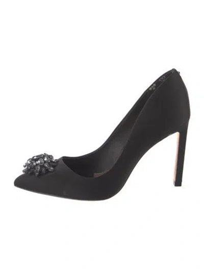 Pre-owned Ted Baker Satin Crystal Embellishments Pumps In Black/blue