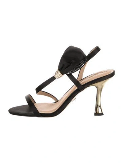 Pre-owned Ted Baker Satin Crystal Embellishments Sandals In Black