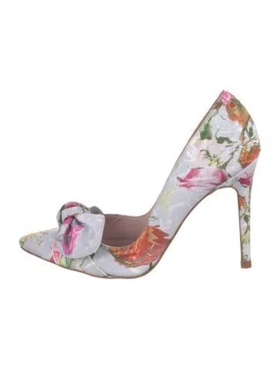 Pre-owned Ted Baker Satin Floral Print Pumps In Multicolor