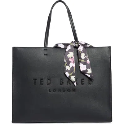 Ted Baker Sawyer Large Tote With Scarf In Black
