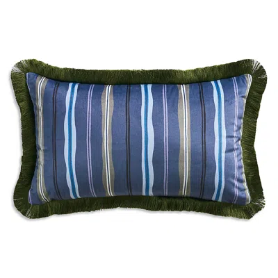 Ted Baker Scallop Stripe Fringe Decorative Pillow, 12 X 20 In Blue