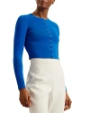 Ted Baker Kklara Scallop Trim Cardigan In Mid-blue