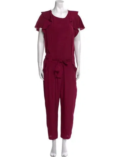 Pre-owned Ted Baker Scoop Neck Jumpsuit In Burgundy