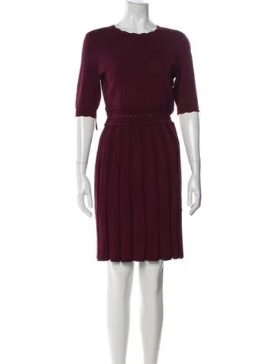 Pre-owned Ted Baker Scoop Neck Knee-length Dress In Burgundy