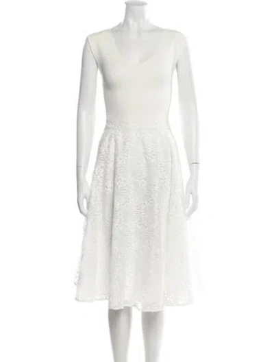 Pre-owned Ted Baker Scoop Neck Knee-length Dress W/ Tags In White