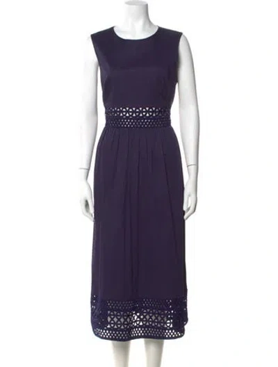 Pre-owned Ted Baker Scoop Neck Midi Length Dress In Blue