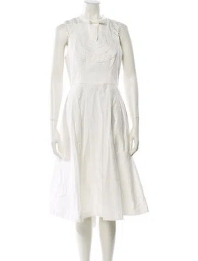 Pre-owned Ted Baker Scoop Neck Midi Length Dress In Neutral