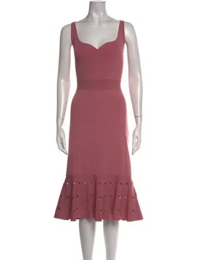 Pre-owned Ted Baker Scoop Neck Midi Length Dress In Pink