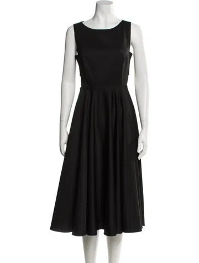 Pre-owned Ted Baker Scoop Neck Midi Length Dress W/ Tags In Black