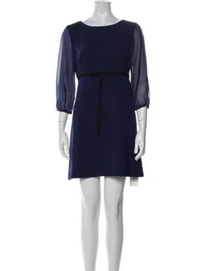 Pre-owned Ted Baker Scoop Neck Mini Dress In Blue