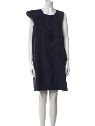 Pre-owned Ted Baker Scoop Neck Mini Dress In Blue