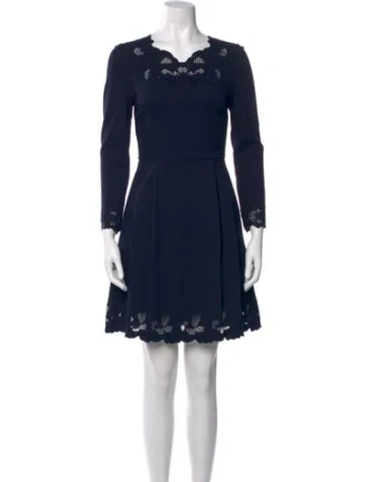 Pre-owned Ted Baker Scoop Neck Mini Dress In Blue