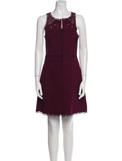 Pre-owned Ted Baker Scoop Neck Mini Dress In Burgundy