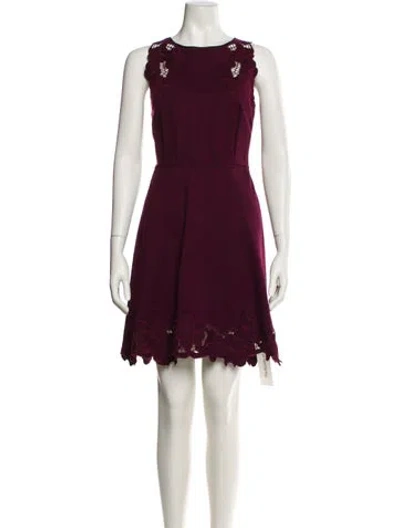 Pre-owned Ted Baker Scoop Neck Mini Dress In Burgundy