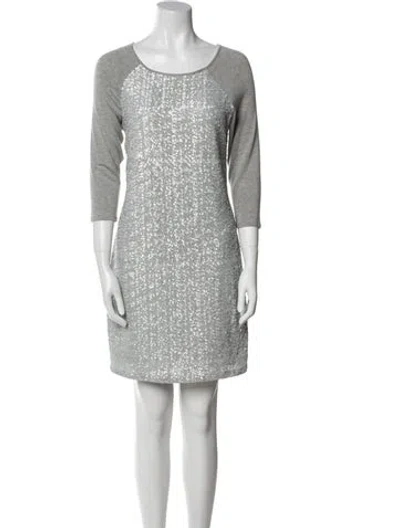 Pre-owned Ted Baker Scoop Neck Mini Dress In Gray