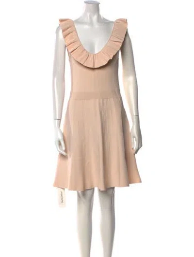 Pre-owned Ted Baker Scoop Neck Mini Dress In Neutrals