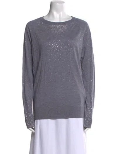 Pre-owned Ted Baker Scoop Neck Sweater In Gray