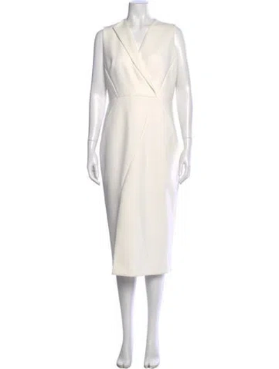 Pre-owned Ted Baker Seam Detail Bodycon Midi Length Dress In White