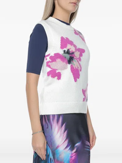 Ted Baker Selenha Intarsia-knit Floral Top In Neutral