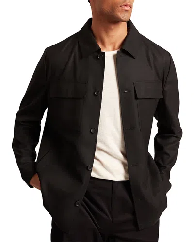 Ted Baker Selwynj Lightweight Wool Blend Shirt Jacket In Black