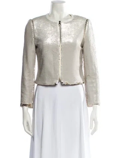 Pre-owned Ted Baker Sequin Biker Jacket In Neutral